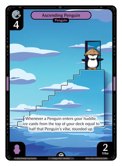 Ascending Penguin, a Vibes card