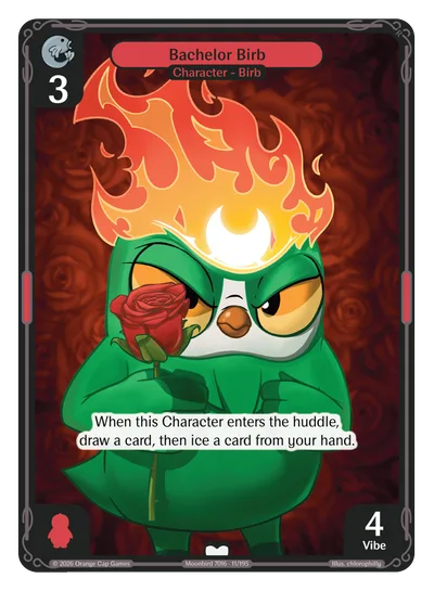 Bachelor Birb, a Vibes card