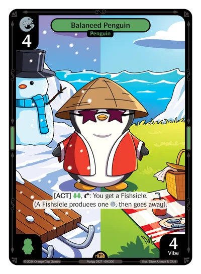 Balanced Penguin, a Vibes card