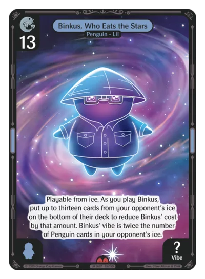 Binkus, Who Eats the Stars, a Vibes card