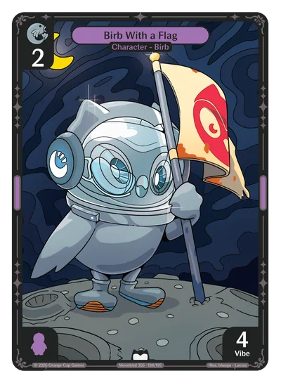 Birb With a Flag, a Vibes card