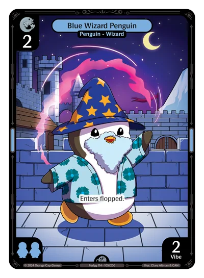 Blue Wizard Penguin, a Vibes card