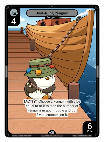 Boat-Tying Penguin, a Vibes card
