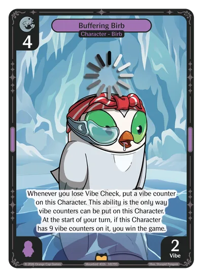 Buffering Birb, a Vibes card