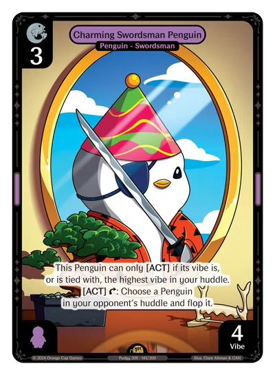 Charming Swordsman Penguin, a Vibes card