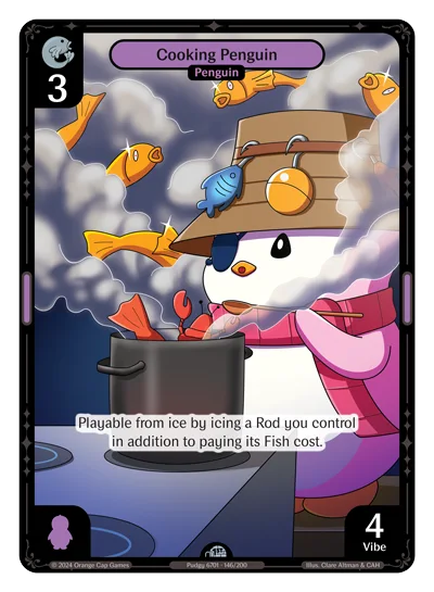 Cooking Penguin, a Vibes card
