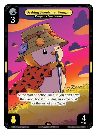 Dashing Swordsman Penguin, a Vibes card