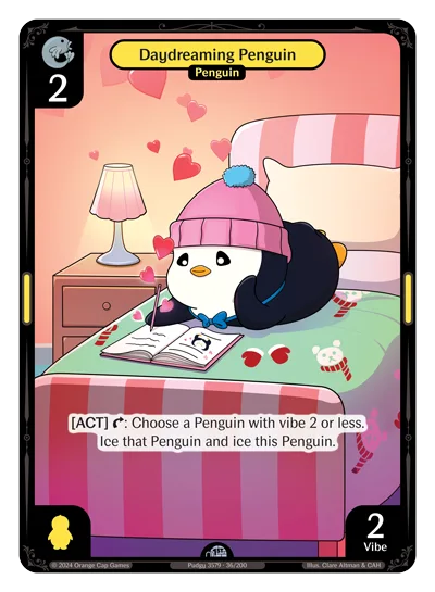Daydreaming Penguin, a Vibes card