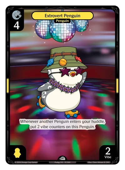 Extrovert Penguin, a Vibes card
