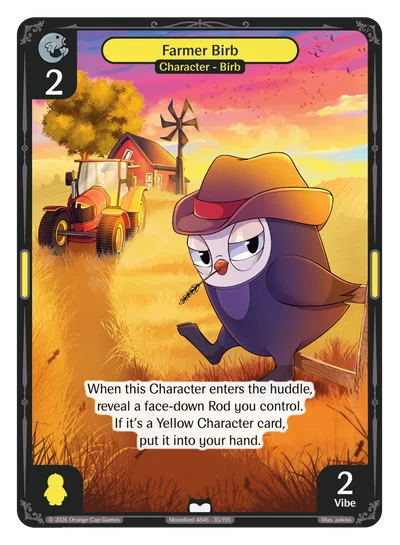 Farmer Birb, a Vibes card