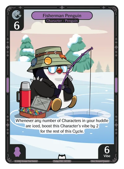 Fisherman Penguin, a Vibes card