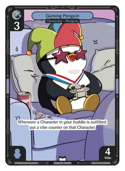 Gaming Penguin, a Vibes card