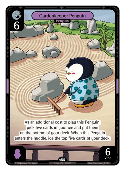 Gardenkeeper Penguin, a Vibes card