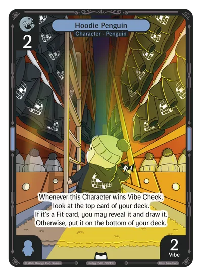 Hoodie Penguin, a Vibes card