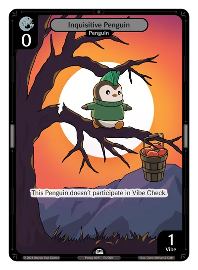 Inquisitive Penguin, a Vibes card