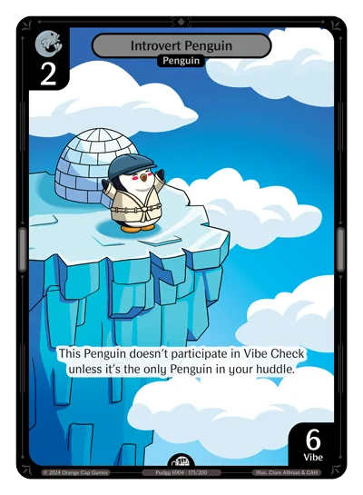 Introvert Penguin, a Vibes card