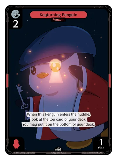 Keyturning Penguin, a Vibes card