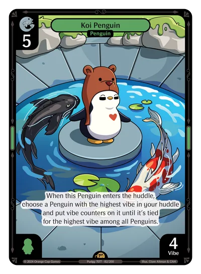 Koi Penguin, a Vibes card
