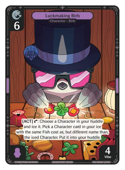 Luckmaking Birb, a Vibes card