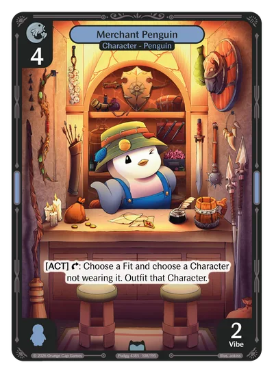 Merchant Penguin, a Vibes card