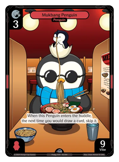 Mukbang Penguin, a Vibes card