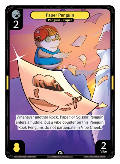 Paper Penguin, a Vibes card