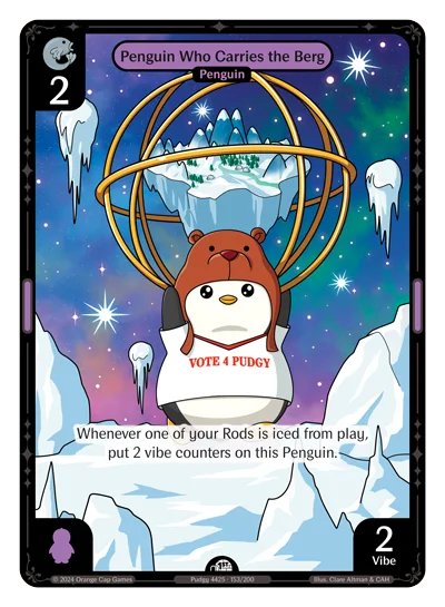 Penguin Who Carries the Berg, a Vibes card