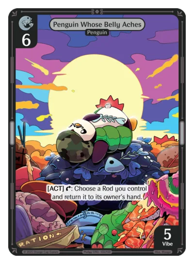 Penguin Whose Belly Aches, a Vibes card