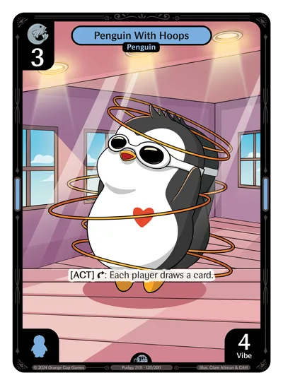 Penguin With Hoops, a Vibes card