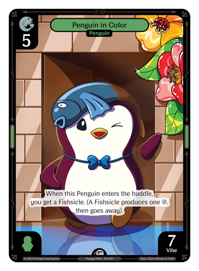 Penguin in Color, a Vibes card
