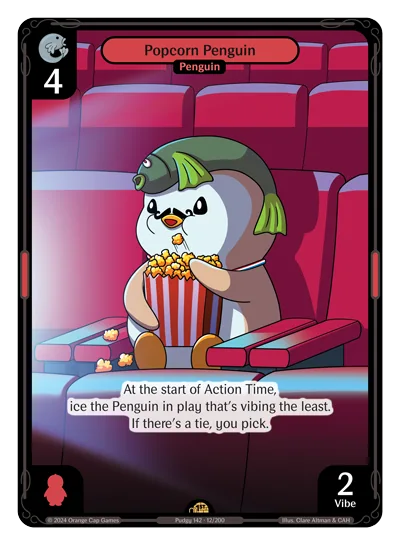 Popcorn Penguin, a Vibes card