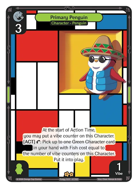 Primary Penguin, a Vibes card