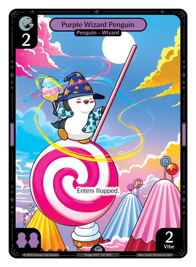 Purple Wizard Penguin, a Vibes card
