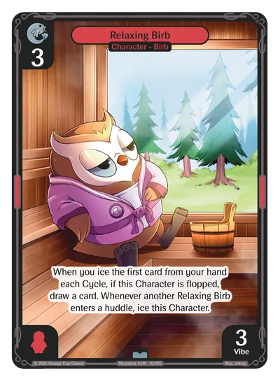 Relaxing Birb, a Vibes card