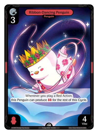 Ribbon-Dancing Penguin, a Vibes card