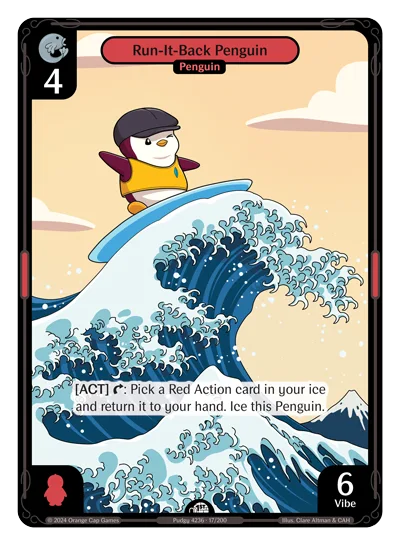 Run-It-Back Penguin, a Vibes card