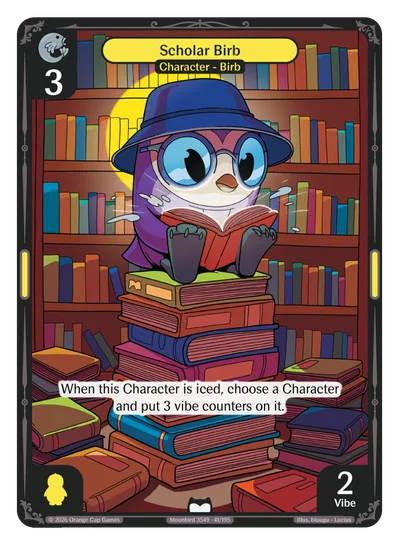 Scholar Birb, a Vibes card