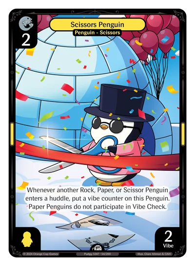 Scissors Penguin, a Vibes card