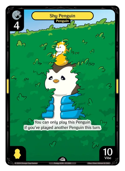 Shy Penguin, a Vibes card