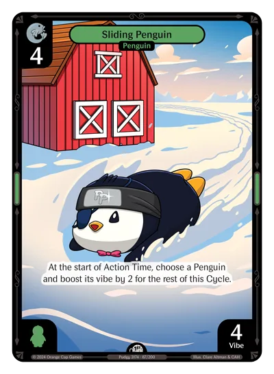 Sliding Penguin, a Vibes card