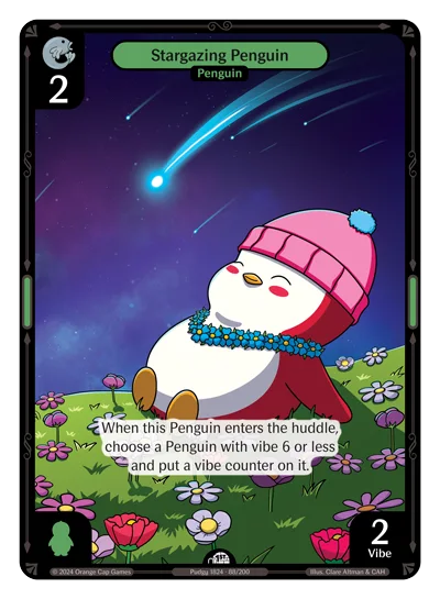 Stargazing Penguin, a Vibes card