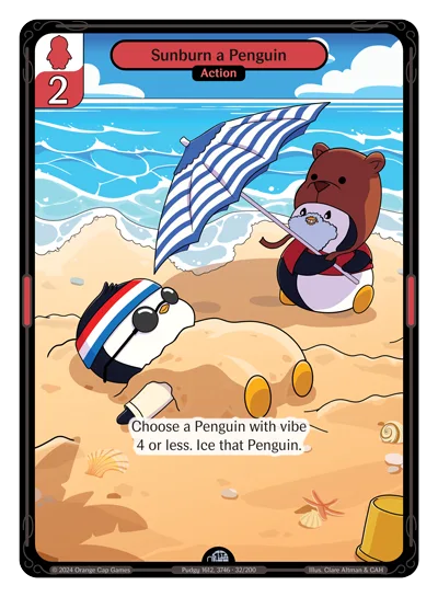 Sunburn a Penguin, a Vibes card