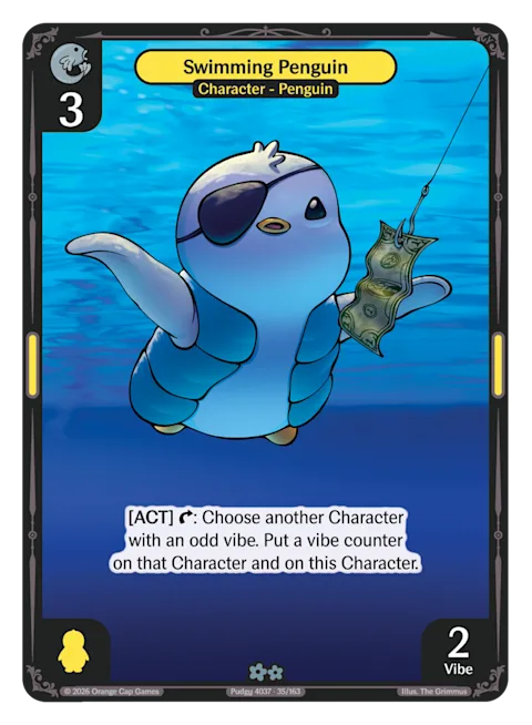 Swimming Penguin, a Vibes card