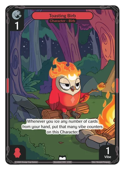 Toasting Birb, a Vibes card