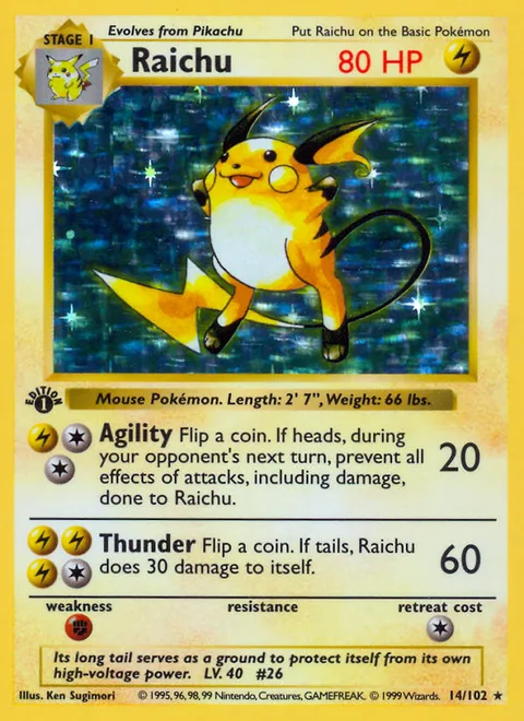 Raichu, a Pokémon card