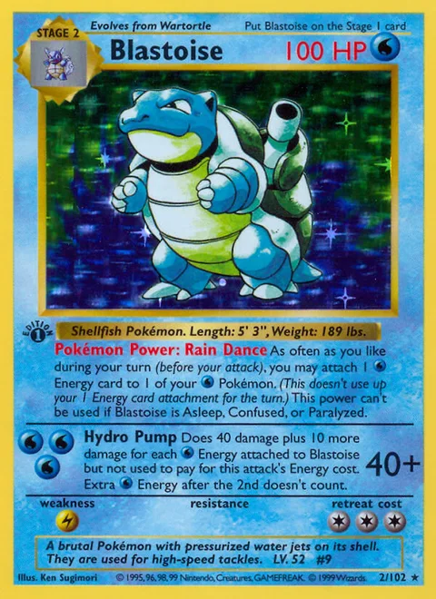 Blastoise, a Pokémon card