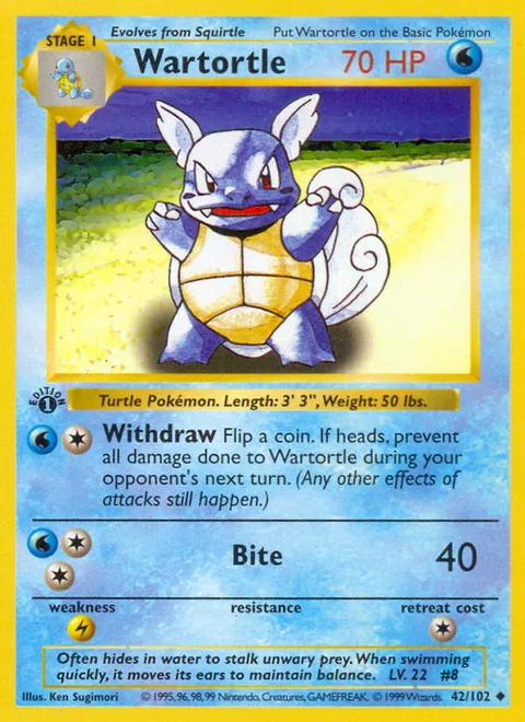Wartortle, a Pokémon card