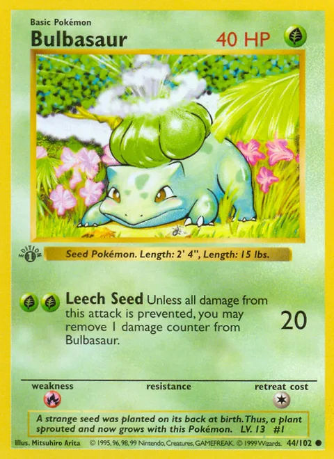 Bulbasaur, a Pokémon card