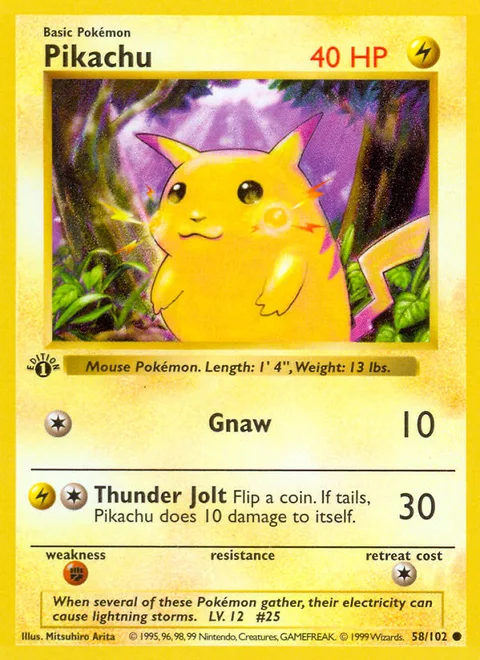 Pikachu, a Pokémon card
