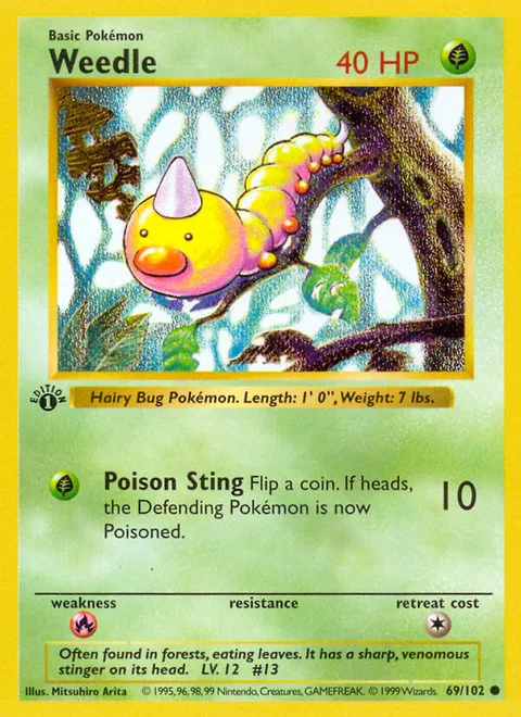 Weedle, a Pokémon card